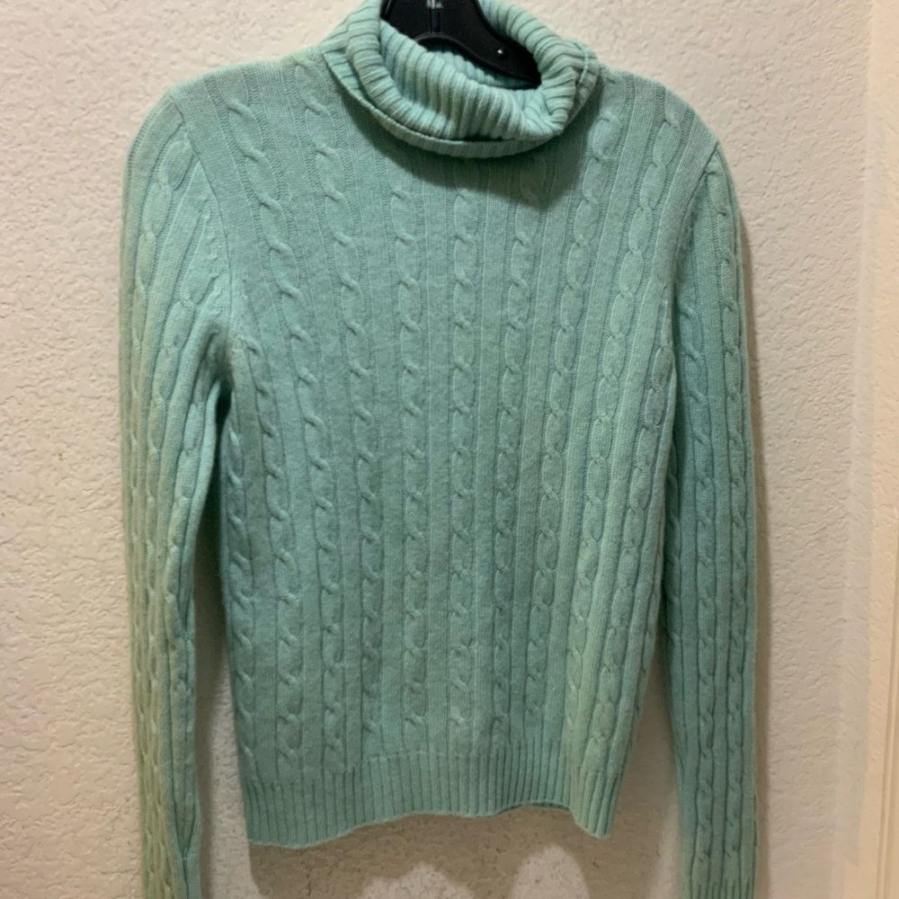 Magaschoni gold turtleneck sweater cable knit size S